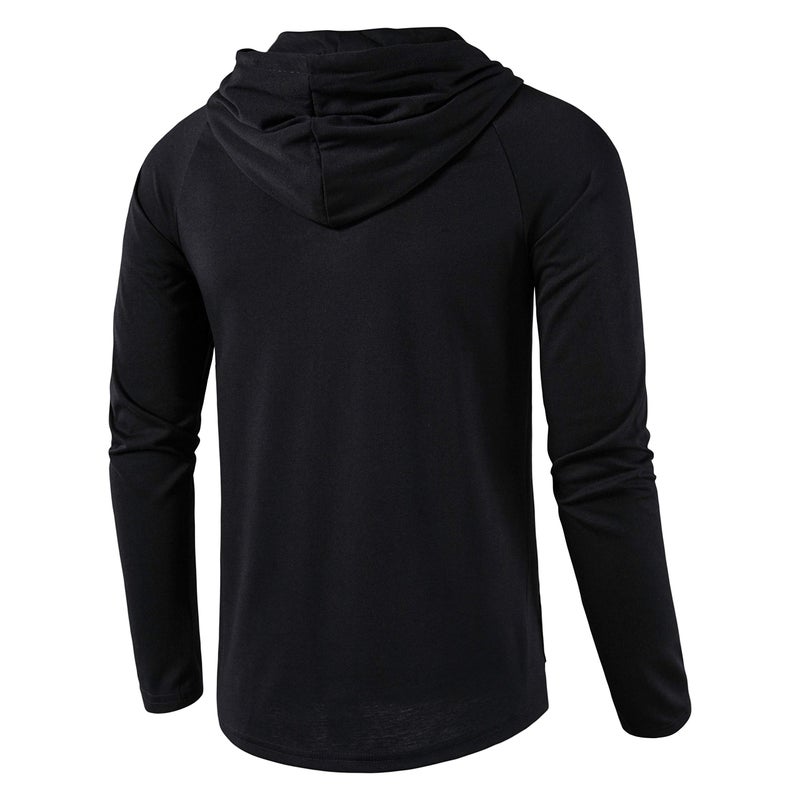 SIR7 Men's Gym Workout Active Long Sleeve Pullover Lightweight Hoodie Casual Hooded Sweatshirts(Black 2X-Large) - Image 3